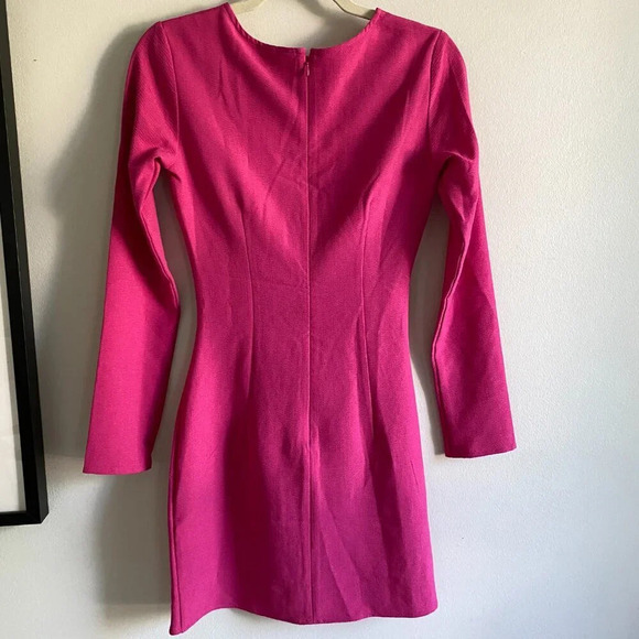NWT H&M Hot Pink Gathered Scoop Neck Bodycon Mini Dress with Ruching Size  XS - Picture 10 of 16